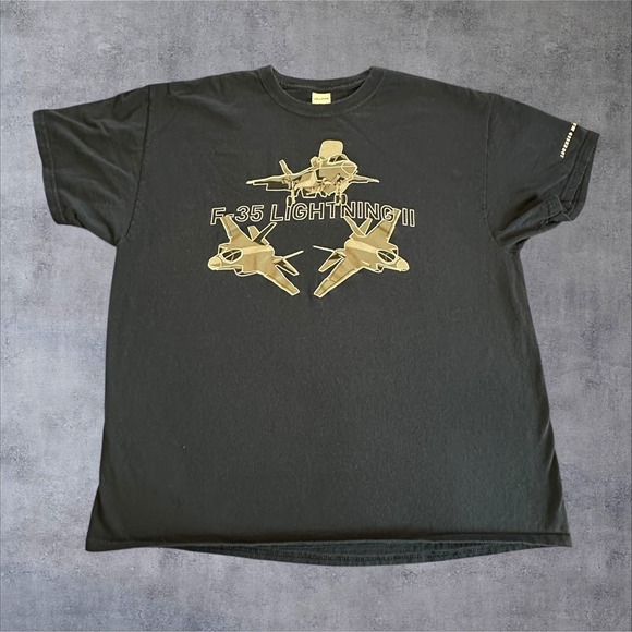 Gildan Lockheed Martin F-35 Lightning II Fighter‎ Jet Graphic T-Shirt Mens XL